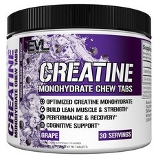 EVLUTIONNUTRITION 一水肌酸咀嚼錠 葡萄風味, 1個, 90片