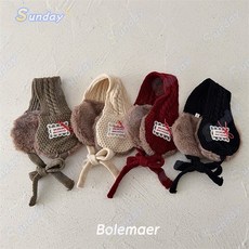 蕾絲標兒童耳罩冬季保暖加厚護耳套，女童針織寶寶耳暖，台灣出貨，多色可選，可愛保暖