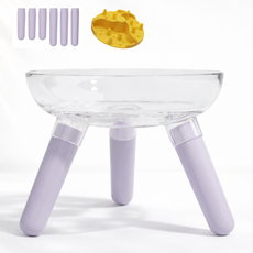 더펫즈 높이조절 각도조절 급체방지 고양이 강아지 유리 밥그릇 식기, 1개, 퍼플