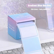 256개 상자 풀아웃 스티커 있는 사무실 학생 형식 8가지 메모 완전 접착식 가정용 찢을, Blue