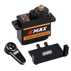 AX24 RC 자동차 보트 모델 부품 축 SCX24 업그레이드 브라스 블랙 을 위한 서보 마운트 및 혼이 장착된 인조라 스티어링, Bla