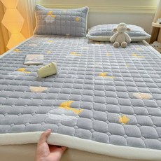 얇은토퍼 미끄럼 방지 겨울 가을 시트 싱글, 1cm, 스타 문 드림 위빙 그레이