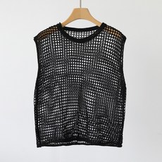 제니트 여성 시원한 여름 메쉬 레이어드 커버업 라운드넥 니트 나시 조끼 베스트