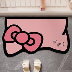 다나에 헬로키티 캐릭터 규조토 미끄럼 방지 발매트 욕실 화장실 빠른 물 흡수 +지아싱트레이드 머리띠, 1개, 핑크