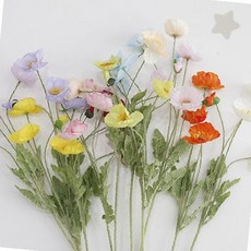 인테리어 조화 다채로운 양귀비 꽃다발 거실 침실 장식용 실내 화병 꽂이 홈데코, 1개, 양귀비조화(연핑크)