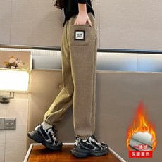 賣場優選新款可愛童裝女童長褲文藝時尚日係慵懶新款燈芯絨複閤貝貝絨休閒褲氣質ins百搭潮流