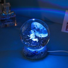 3D內雕水晶球夜燈，營造夢幻氛圍的居家裝飾擺件, 1個, 遨遊太空（8cm圓球+樹脂底座）彩光