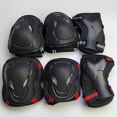 成人運動護具套裝，含護膝、護肘、護腕，適用於滑板、輪滑、騎行, 黑紅【1對護掌】2件套,成人均碼【適合40.0-60.0公斤】
