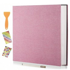 앨범 자기 접착제 X 0.6 스크랩북 40 페이지 리넨 커버 DIY 앨범 금속 펜 및 DIY 액세서리, Pink, 1개