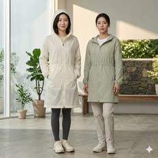 네파 여성 여름 아웃도어 롱기장 허리스트링 방풍 경량 바람막이 자켓