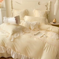 부드러운 쉬폰 레이스이불 침구세트 사계절 공주풍 차렵이불 이불커버세트 프리미엄이불 리본무늬