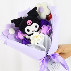 산리오 비누꽃 인형꽃다발 + 쇼핑백 세트, 쿠로미, 1개