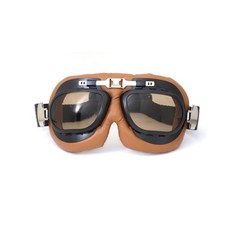 CRG Sports 오토바이 고글 빈티지 에비에이터 파일럿 스타일 크루저 스쿠터 모토크로스 고글 남성 여성 성인용, 스모크 렌즈 브라운 패딩 블랙 프레임