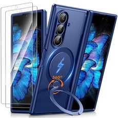 BERFY 삼성 갤럭시 Z 폴드 7 케이스 360 마그네틱 스탠드 MagSafe와 호환 액정보호필름 Mil-Grade 힌지 보호 7용 풀 바디 충격 방지 폰 블랙