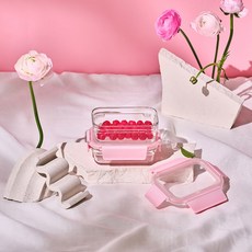 글라스락 퓨어 캔디핑크 직사각 395ml 2개 세트