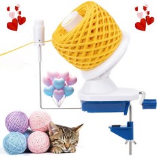 텐션 스프링이 장착된 원사 와인더 한 손으로 조작하는 크로치팅용 4-7온스 효율적으로 컴팩트한 케이크 롤러 크로치터 & 니터용 휴대용 볼 스피너 공예 애호가를 위한 좋은 도우미블루, Blue Manual