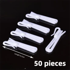 50개 흰색 조절 가능한 커튼 걸이 고리 링 홀더 가정용 창문용 8.5cm, 03 50 PCS