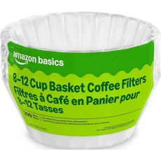Amazon Basics 바스켓 커피 필터 8-12컵 메이커용 화이트 200개 포장은 다를 수 있음, 8-12 Cup