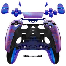 버튼이 있는 익스트림레이트 풀 세트 쉘 터치패드 커버 ps 5 엣지 컨트롤러와 호환되는 그린 위드 교체 장식 트림 쉘 ps-5 엣지 컨트롤러와 호환되는 전면 후면 플레이트, Damascuscamo, 1개