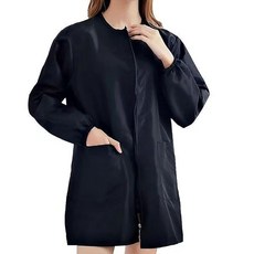 MOAIYU 폴리에스터 이발소 작업복 반팔/긴소매 이지 지퍼 안티 헤어 미용 앞치마 작업 환경 애완 동물 Groomi, 블랙
