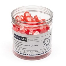 주사기 필터 PTFE 멤브레인 직경 25mm 기공 크기 0.22μm QuafooLAB 무균 레드 팩 100개, 0.22μm 25mm