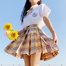 學院風復古款襯衫格紋褶裙 百褶裙