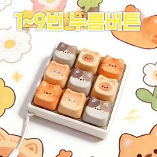 클리커 키링 키보드키링 고양이 키캡키링 9구 키보드, 1개, 수량9