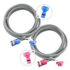 철물마켓 국산 원터치 세탁기호스 급수호스 1.3M 냉수+1.3M 온수, 1개, 5M 냉수+ 5M 온수