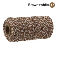 면끈 베이커끈 2mm 100M 면코드 DIY 컬러풀 매크라메코드 면공예끈, 1개, Brown White