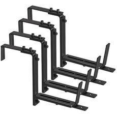 Varku 조절 가능한 화분 박스 브래킷 4개 데크 난간용 꽃 상자 홀더 녹 방지 블랙 코팅이 된 튼튼한 철 쉬운 설치 5.1-17.8cm(2-7인치) 너비의 난간에 적, Varku 조절 가능한 화분 박스 브래킷 4개, 데크