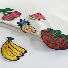 가온로그 DIY 와펜 자수패치 열접착시트 부착 과일 5종 부자재, 수박