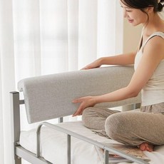 침대 쿠션 충격 범퍼 기숙사 헤드보드 머리 머리판 연한그레이-세미린넨, 등받이, 연한그레이-고양이발가죽