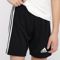 adidas兒童短褲青少年短褲三線通風運動褲體育褲 短 黑色