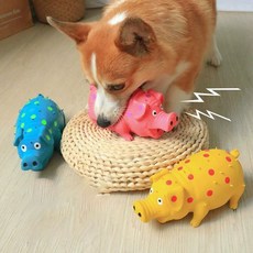 아리몰 천연 라텍스 반려견 강아지 훈련 돼지 삑삑이 장난감 이갈이 스트레스해소용, 1개, 핑크