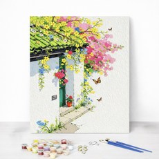 LCLC 피포페인팅 취미생활추천 셀프인테리어 유화그리기세트 아크릴화 30x40cm, 1개, LC-4252(한옥의 봄)