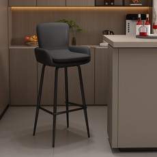 吧檯椅 帶靠背高腳凳 家用酒吧椅, 1個, 坐高65cm,淺灰色