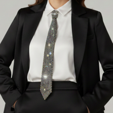 홀스지아 블랙 반짝이 파티 무대 화려한 넥타이