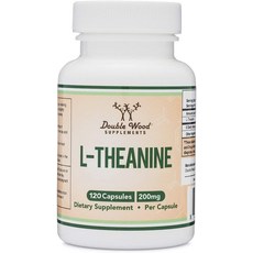 L-테아닌 보충제 200mg 120 캡슐(대두 프리 글루텐 프리 비 GMO 제3자 테스트 완료) Double Wood의 마그네슘 L-트레오네이트 및 아피게닌과의 시너지 효과, 1개, 120정