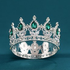 태림 크리스탈 왕관 인형 장식 소형, 1개, 실버 그린