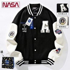 NASA美式棒球服男春秋季2024年新款潮牌寬鬆飛行員夾剋青少年外套 棒球外套 秋冬外套 保暖外套 休閒外套