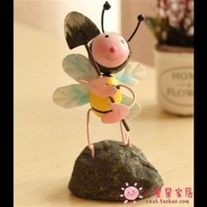鐵藝蜜蜂擺飾, 創意鐵皮娃娃擺件可愛小蜜蜂擺件, 1個