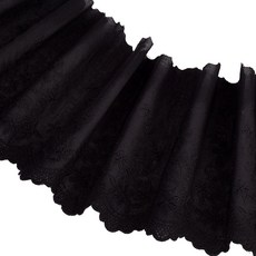 자수 레이스 리본 의류 부자재 DIY 핸드메이드 재료 의상 장식, 검은색, 1개