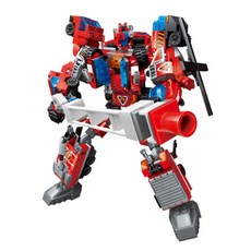 Qman 啟蒙積木 警察機器人樂高積木, 002款 6種組合消防機器人, 1組