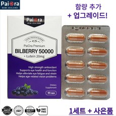 뉴질랜드 프리미엄 빌베리 루테인 50000mg 파이오라 눈건강 눈 영양제 60캡슐, 1박스, 60정