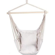 야외 정원용 캔버스 행잉 해먹 의자 해변 스윙 침대 로프 150kg 하중 베어링 베개 없음 스틱 없음, 01 White, 01 CHINA