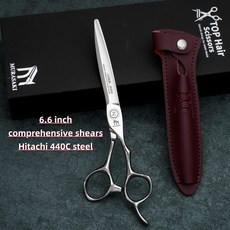 애견미용가위 커브 MURASAKI 미용 가위 일본 VG10 코발트 강철 헤어 커팅 이발사를 위한 특별한 디자인, [22] 6.6 inch