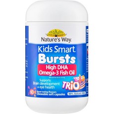 Nature's Way Bursts Omega 3 Fish Oil 네이처스웨이 키즈 스마트 버스트 오메가3 피쉬 오일 트리오 60정, 1개
