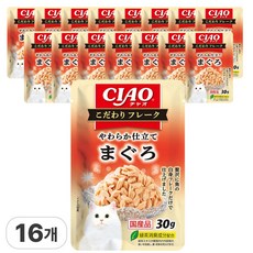 이나바 챠오 프리미엄 플레이크 고양이 간식 파우치, 16개, 30g, (IC-507) 참치