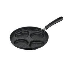 Effonek 편평한 바닥 오믈렛 빵 아침 식사 가정용 4 홀 프라이팬 다기능 메이킹 햄버거 토스트 타입 4개의 구멍 24.5cm, 1개, 1cm