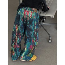 주니어 프린트 워싱 데님팬츠